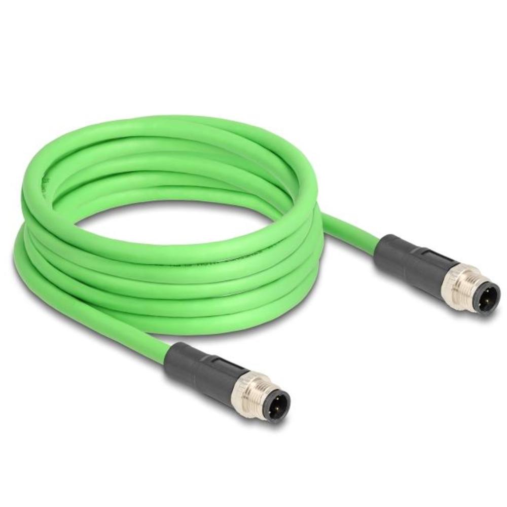 M12 Kabel Diese robuste industrielle Ethernet-Kabel wurde speziell für anspruchsvolle Umgebungen wie Maschinensteuerung und Automatisierungsprozesse entwickelt. Dank der doppelten M12-Steckverbinder (D-kodiert, 4-polig) schließen Sie einfach verschiedene Komponenten miteinander mit einer stabilen und sicheren Verbindung an. Das Kabel entspricht der Cat.5e-Spezifikation und ist mit einer hochwertigen S/FTP-Abschirmung mit Aluminiumfolie und verzinntem Kupfergeflecht ausgestattet. Dies sorgt für eine ausgezeichnete Signalübertragung und Schutz vor elektromagnetischen Störungen. Mit einem soliden Kupferleiter von 26 AWG und einem robusten PVC-Mantel kombiniert dieses Kabel Flexibilität mit Langlebigkeit. Anschluss 1: 1 x M12 connector D-kodiert 4-polig Anschluss 2: 1 x M12 connector D-kodiert 4-polig Länge: 1 Meter Anschluss 1: 1 x M12 connector D-kodiert 4-polig Anschluss 2: 1 x M12 connector D-kodiert 4-polig Abschirmung: S/FTP Betriebstemperatur: -25 C ~ 60 C Schutzart: IP67 Kategorie: 5e Leitermaterial: Kupfer Leiterquerschnitt: 26 AWG (0,129 mm²) Inhalt des Pakets: M12-Kabel Schnittstelle: beidseitig gleich Kabeldurchmesser: ca. 5 mm Kabelmantelmaterial: PVC Farbe: Schwarz Länge inklusive Anschlüsse: ca. 1 m Maximaler Strom: 4 A Nennspannung: 60 V - Delock