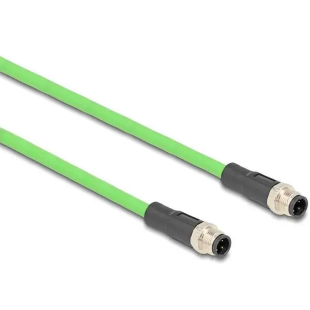 Delock M12 Kabel D-kodiert 4-polig Stecker auf Stecker PUR (TPU) 1 m