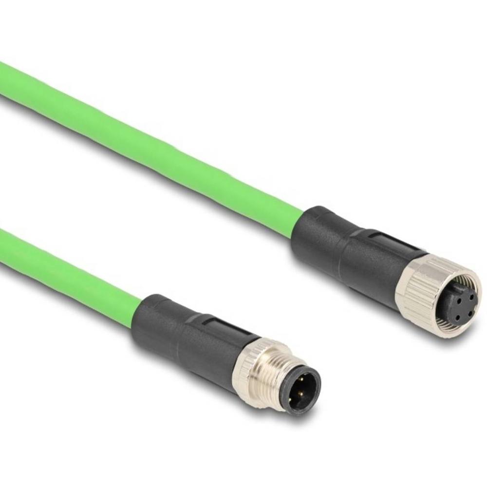 Delock M12-Kabel D-kodiert 4-polig Stecker auf Buchse PUR (TPU) 1 m