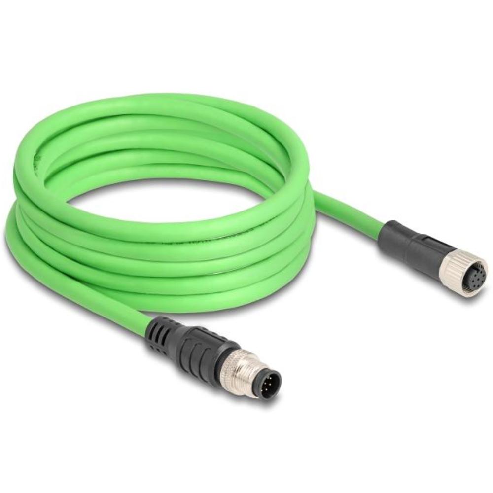 M12 Kabel Diese robuste industrielle Ethernet-Kabel wurde speziell für anspruchsvolle Umgebungen wie Maschinensteuerung und Automatisierungsprozesse entwickelt. Dank der doppelten M12-Steckverbinder (D-kodiert, 4-polig) schließen Sie einfach verschiedene Komponenten miteinander mit einer stabilen und sicheren Verbindung an. Das Kabel entspricht der Cat.5e-Spezifikation und ist mit einer hochwertigen S/FTP-Abschirmung mit Aluminiumfolie und verzinntem Kupfergeflecht ausgestattet. Dies sorgt für eine ausgezeichnete Signalübertragung und Schutz vor elektromagnetischen Störungen. Mit einem soliden Kupferleiter von 26 AWG und einem robusten PVC-Mantel kombiniert dieses Kabel Flexibilität mit Langlebigkeit. Anschluss 1: 1 x M12 connector D-kodiert 4-polig Anschluss 2: 1 x M12 connector D-kodiert 4-polig Länge: 1 Meter Anschluss 1: 1 x M12 connector D-kodiert 4-polig Anschluss 2: 1 x M12 connector D-kodiert 4-polig Abschirmung: S/FTP Betriebstemperatur: -25 C ~ 60 C Schutzart: IP67 Kategorie: 5e Leitermaterial: Kupfer Leiterquerschnitt: 26 AWG (0,129 mm²) Inhalt des Pakets: M12-Kabel Schnittstelle: beidseitig gleich Kabeldurchmesser: ca. 5 mm Kabelmantelmaterial: PVC Farbe: Schwarz Länge inklusive Anschlüsse: ca. 1 m Maximaler Strom: 4 A Nennspannung: 60 V - Delock