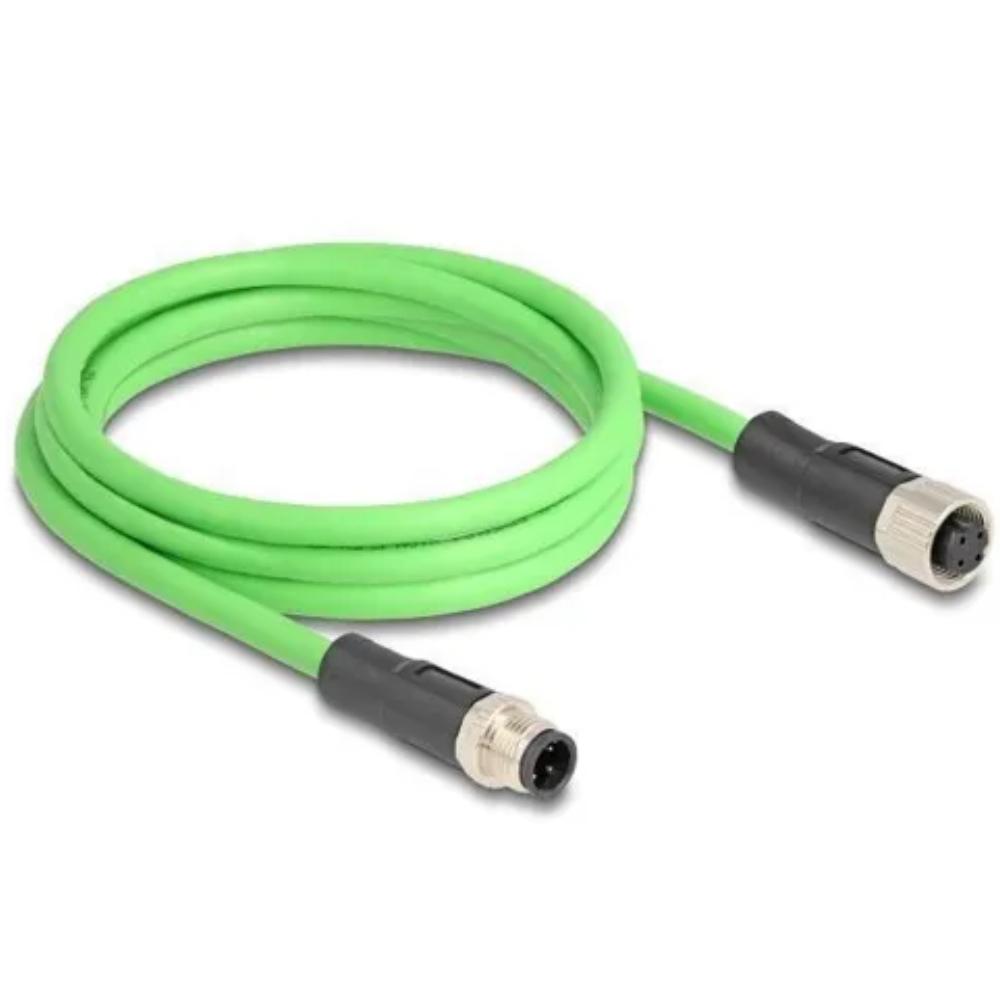 M12 Kabel - M12 Male 4-polig D-kodiert zu M12 Female 4-polig D-kodiert - SF/UTP - Für Energieführungsketten geeignet
