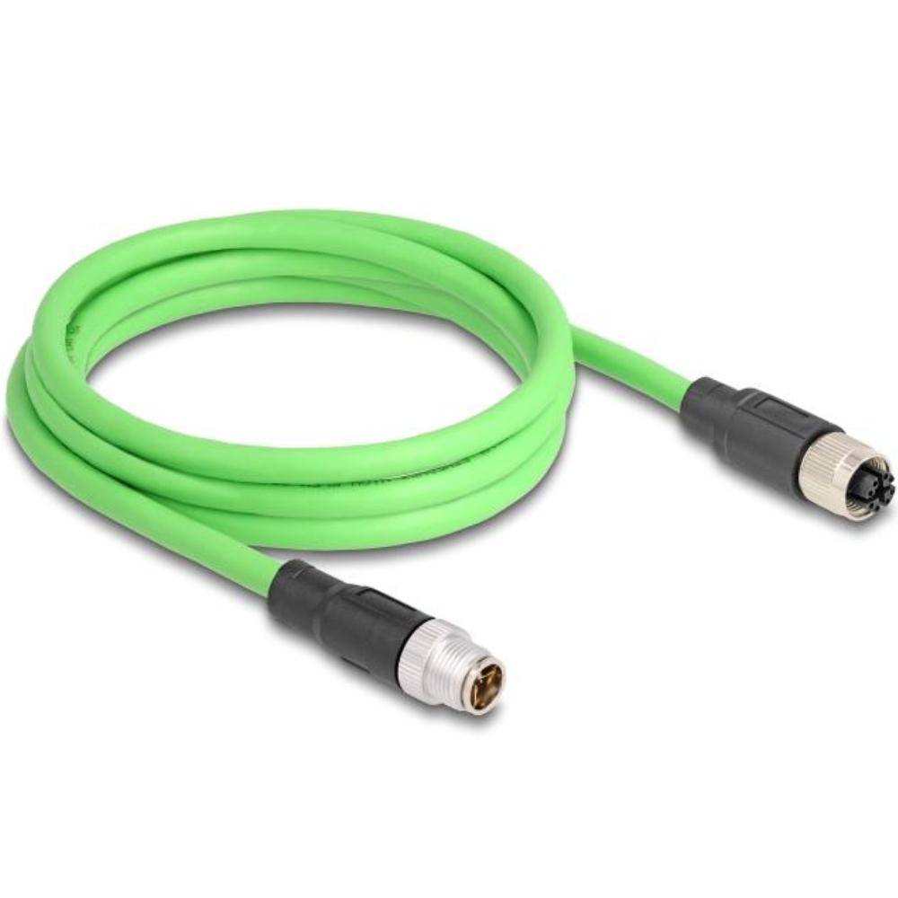 Delock M12-Kabel X-kodiert 8-polig Stecker auf Buchse PUR (TPU) 2 m - Delock
