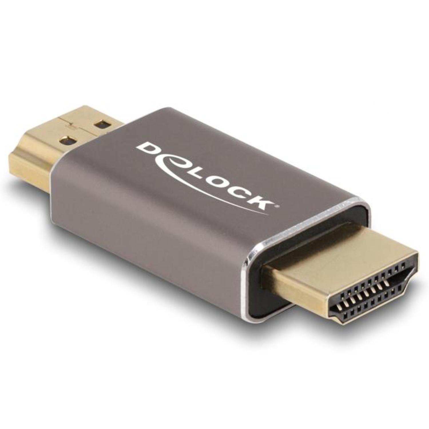 Delock HDMI Adapter Stecker auf Stecker 8K 60 Hz grau Metall
