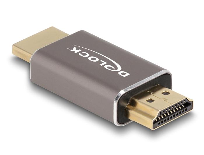 Delock HDMI Adapter Stecker auf Stecker 8K 60 Hz grau Metall