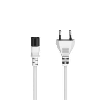 Netzkabel mit Eurostecker, 2-poliger Stecker, Doppelnut/C7, 1,5 m, weiß - Hama