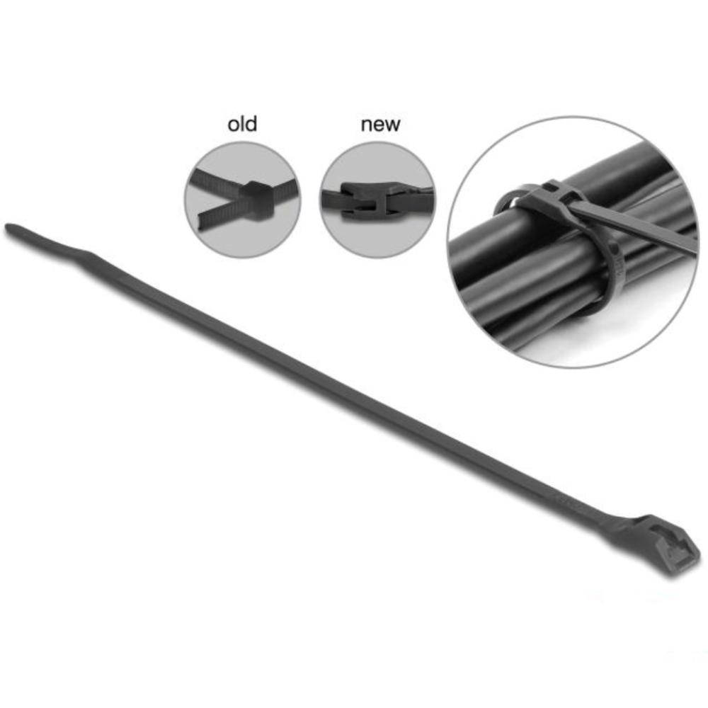 Delock Kabelbinder mit flachem Kopf L 110 x B 2,5 mm 100 Stück schwarz - Delock