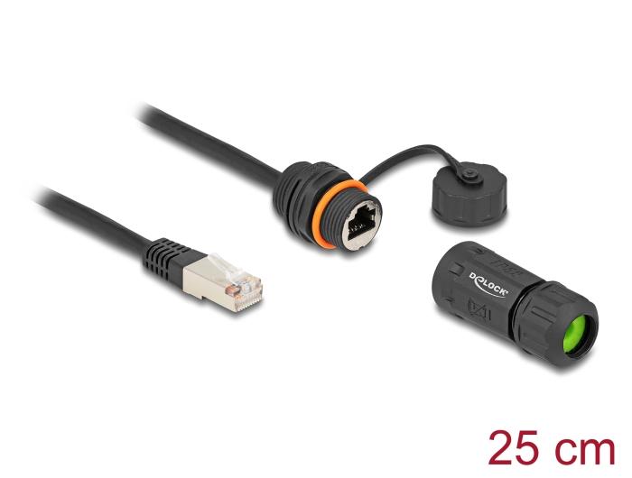 Delock Kabel RJ45 Stecker zu RJ45 Buchse Cat.6A zum Einbau mit M20 Gewinde