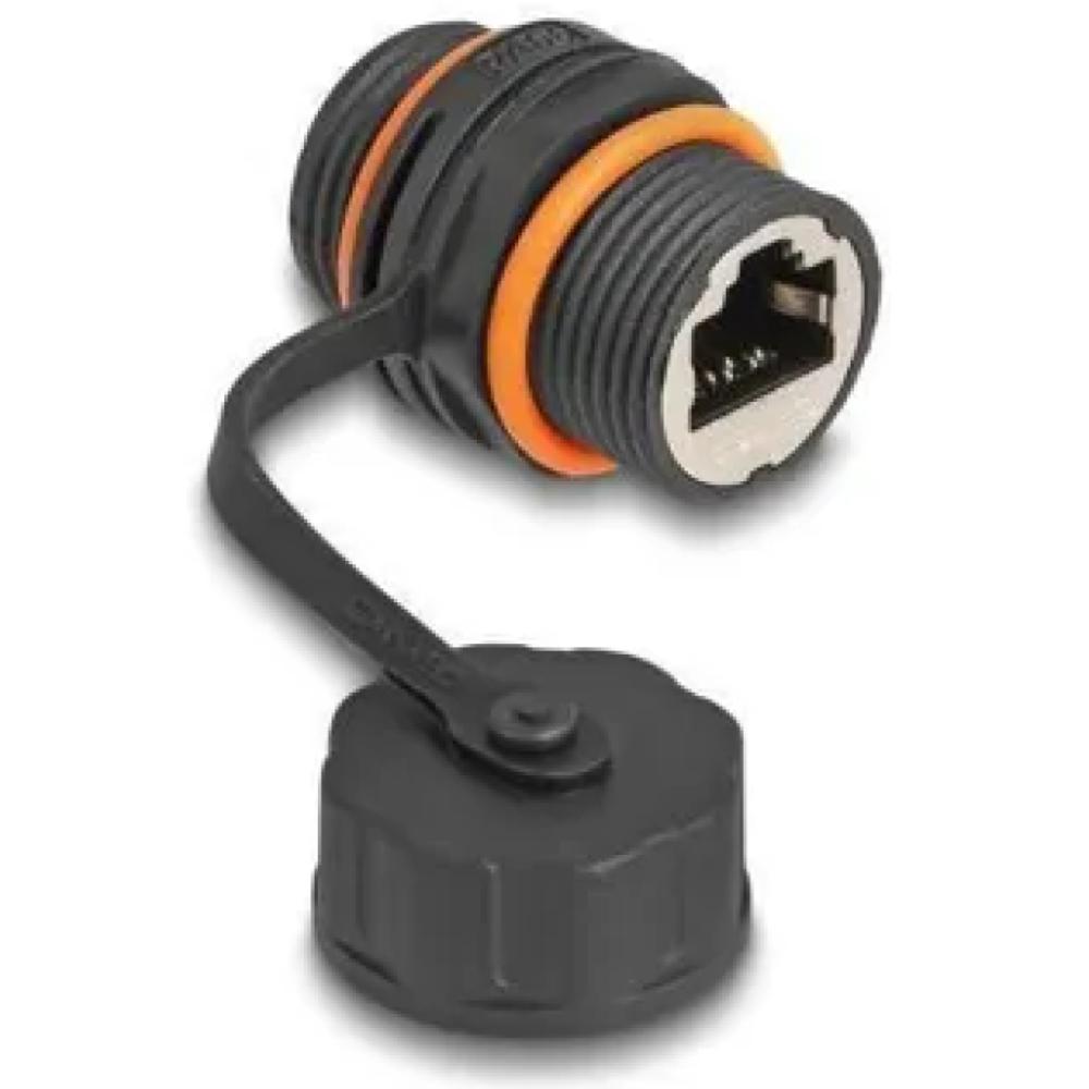 Delock Kabelverbinder RJ45 Buchse zu RJ45 Buchse Cat.6A mit M20 Gewinde und