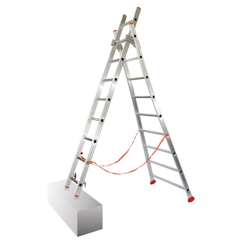 Kombinationsleiter, Aluminium, Typ ATLANTA, Länge: 2,3 m, 2 x 8 Stufen - Facal