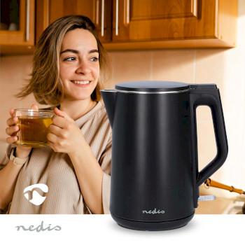 Wasserkocher 1,5 l Kunststoff Schwarz 360 Grad drehbar Verdecktes - Nedis