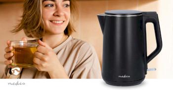 Wasserkocher 1,5 l Kunststoff Schwarz 360 Grad drehbar Verdecktes - Nedis