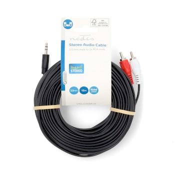 Stereo-Audiokabel 3,5 mm Stecker 2x Cinch Stecker Vernickelt 15,0 m Rund - Nedis