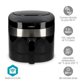 SmartLife Heißluftfritteuse Wi-Fi 7,2 l Timer: 240 min - Nedis