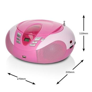 SCD-37 USB Pink Tragbares FM-Radio, CD- und USB-Player Pink - Lenco