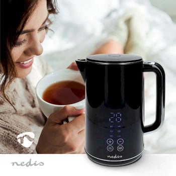 Wasserkocher 1,7 l Kunststoff Schwarz 50,60,70,80,90,100 C - Nedis