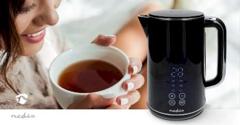Wasserkocher 1,7 l Kunststoff Schwarz 50,60,70,80,90,100 C - Nedis