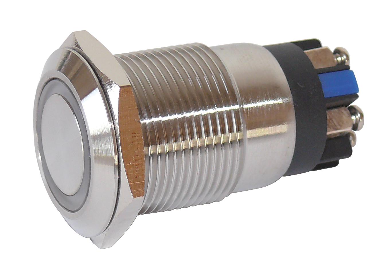 Vollmetalltaster mit Schraubösen 19mm Ringbeleuchtung gelb BLANKO
