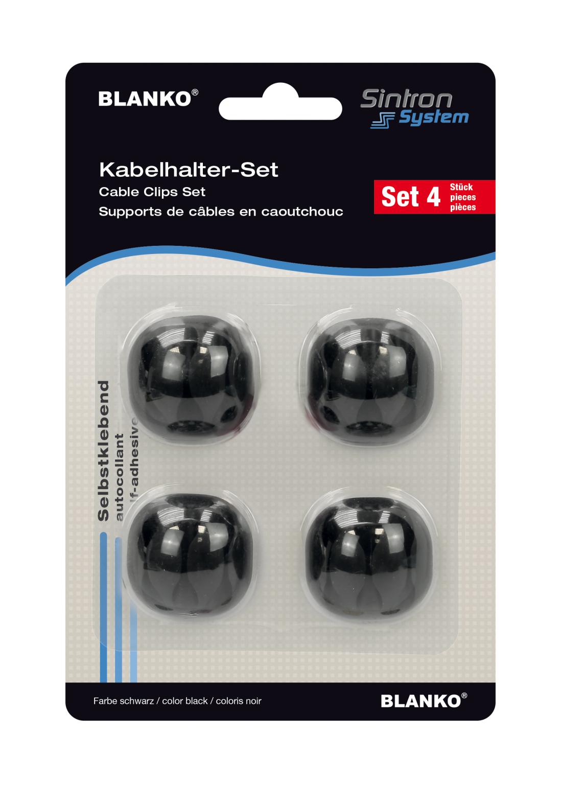 Kabelhalter 4er-Set Sintron System selbstklebend schwarz