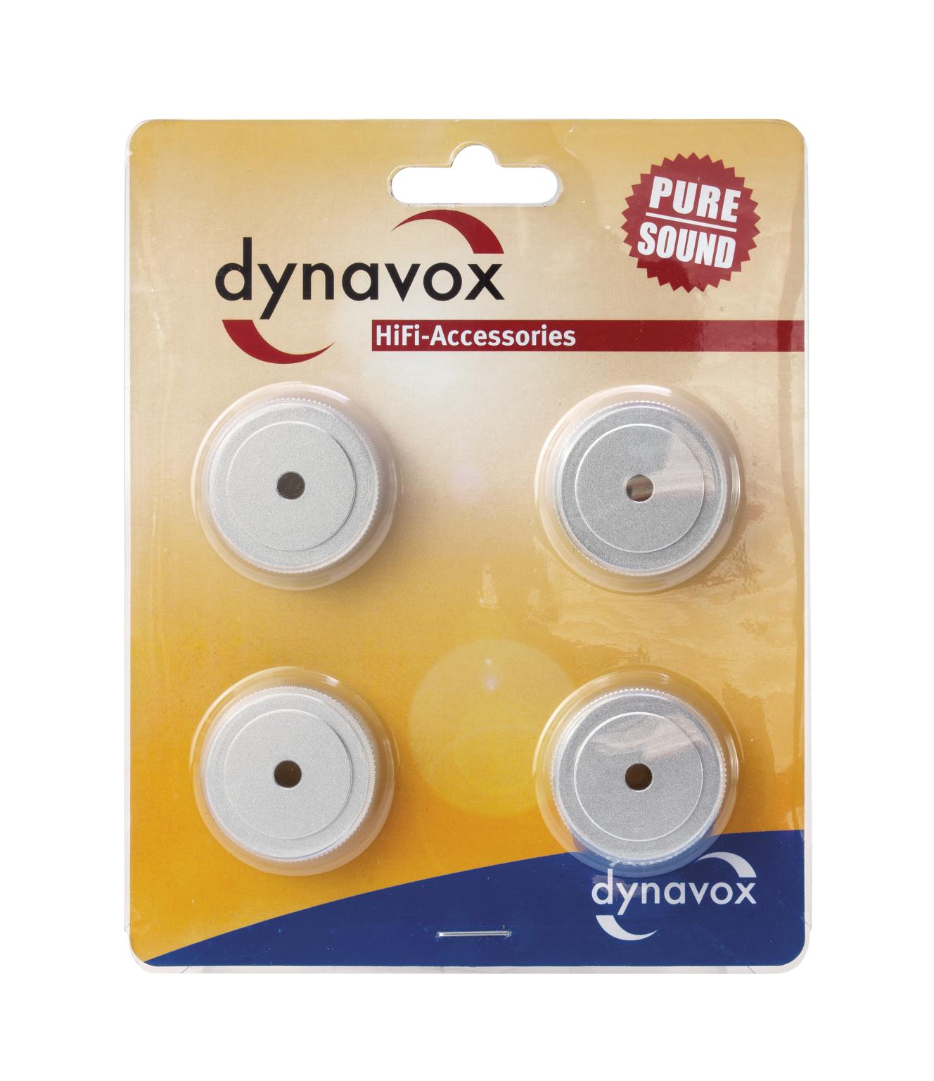 Dynavox Gerätefüße mit Rändelung midi Aluminium silber 4er-Set