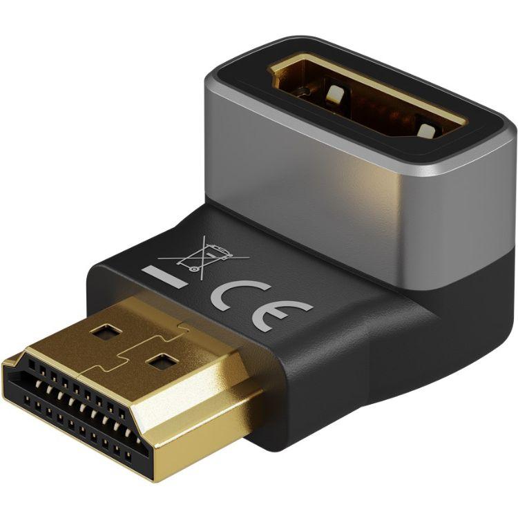 HDMI™-Winkeladapter 270 vertikal, 8K @ 60 Hz, vergoldet