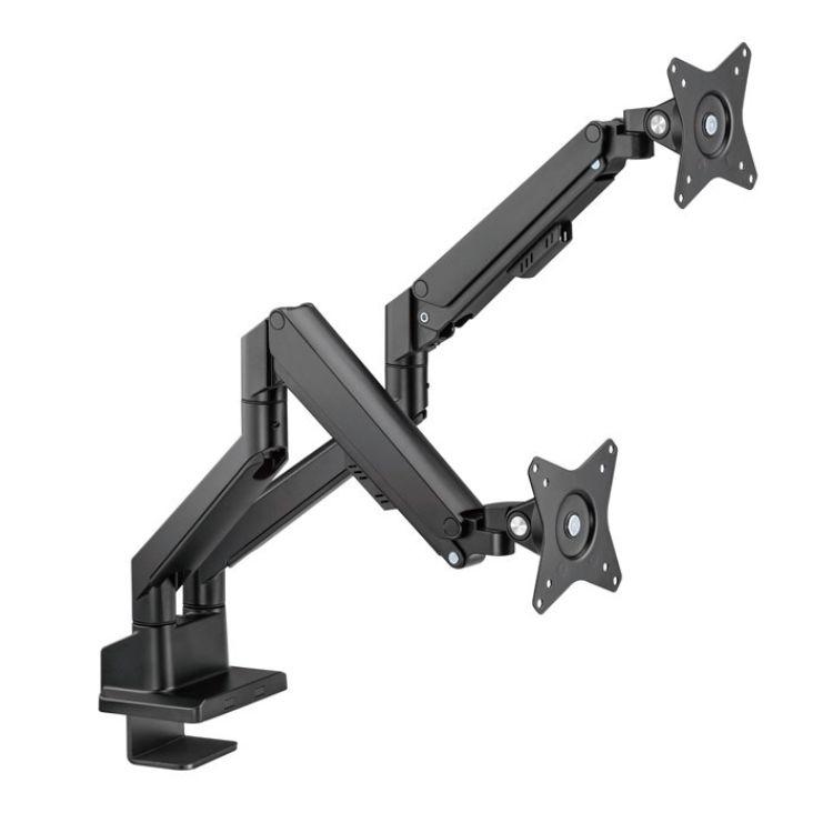 Doppelmonitorhalterung Schreibtisch mit Gasdruckfeder - 2x 17–32 Zoll - Goobay Pro