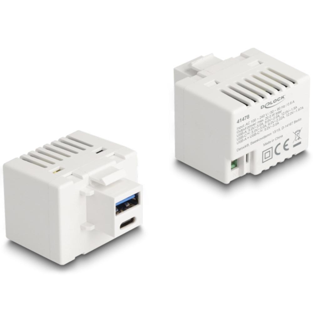 USB A zu C zu 2-Pin-Klemmenblock Keystone - Delock