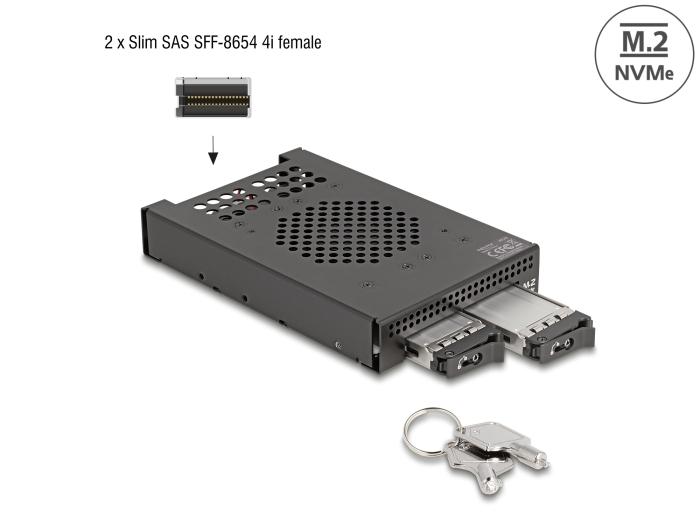 Delock 3.5″ Wechselrahmen für 2 x M.2 NVMe SSD mit Slim SAS SFF-8654 An