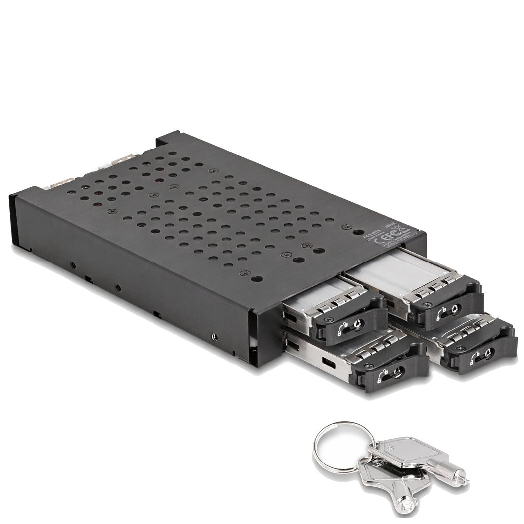 Delock 3.5″ Wechselrahmen für 4 x M.2 NVMe SSD mit Slim SAS SFF-8654 Anschluss