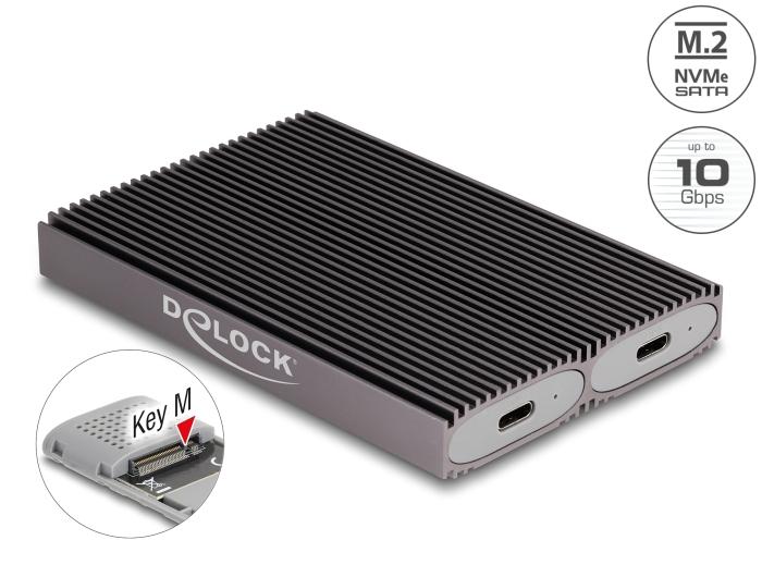 Delock Externes USB Type-C™ Dual Combo Gehäuse für 2 x M.2 NVMe PCIe o