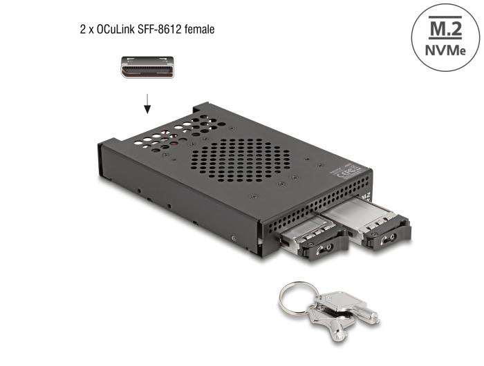 Delock 3.5″ Wechselaufbau für 2 x M.2 NVMe SSD mit OcuLink SFF-8612 Anschluss