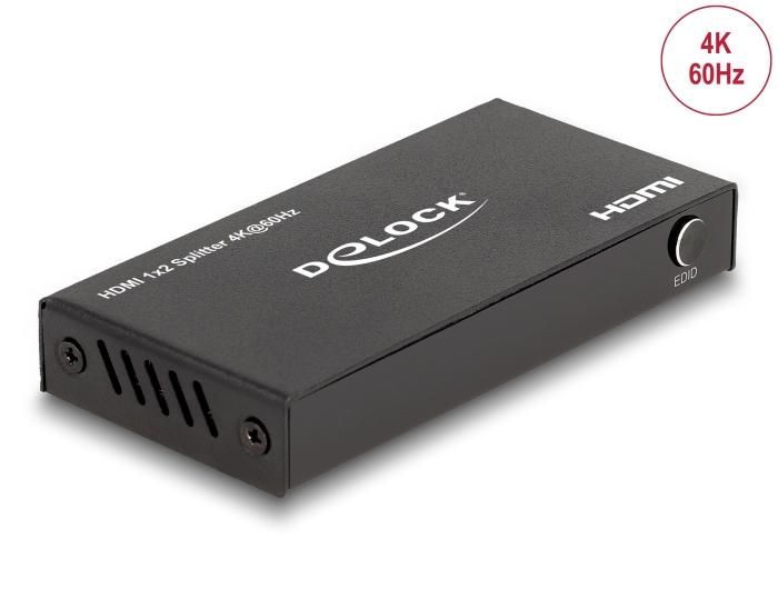 Delock HDMI Splitter 1 x HDMI Eingang zu 2 x HDMI Ausgang 4K 60 Hz mit Downscaler