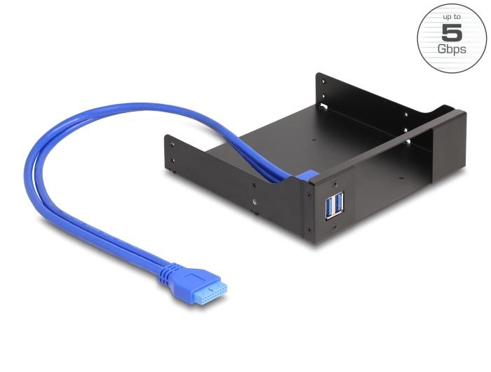 Delock 5.25″ Metall-Einbaurahmen für Slim Bay Wechselfach mit USB 5 G