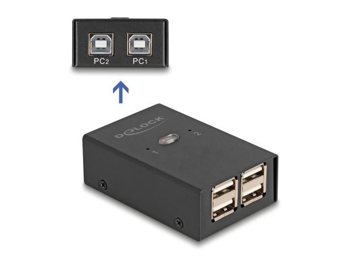Delock USB 2.0 Switch für 2 PCs und 4 Geräte