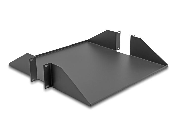 Delock 19″ Einschubboden beidseitig bis 46 kg ab 500 mm Tiefe 2 HE dunkelgrau
