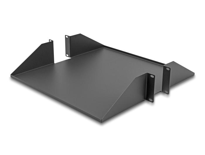 Delock 19″ Einschubboden beidseitig bis 46 kg ab 500 mm Tiefe 2 HE dunkelgrau