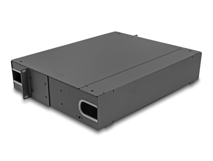 Delock 19″ LWL Patchpanel mit Sichtfenster, unbestückt, 2 HE, dunkelgrau