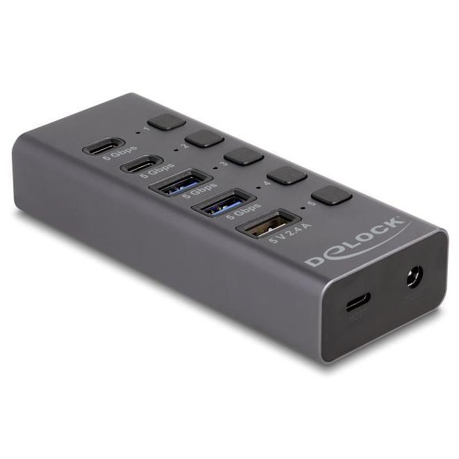 Delock USB 5 Gbps Hub mit 2 x USB Typ-A und 2 x USB Type-C™ Buchse und 1