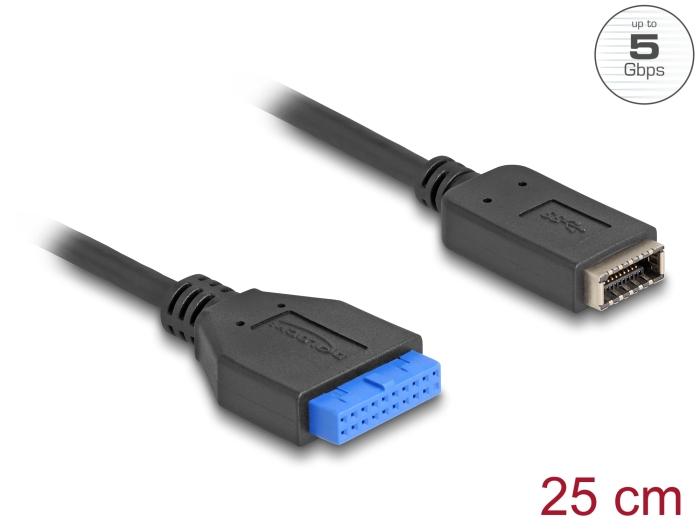 Delock USB 5 Gbps Kabel Stiftbuchse zu interner USB Typ-E Key A Buchse 25