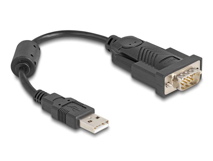 Delock Adapter USB 2.0 Typ-A auf 1 x Seriell RS-232 D-Sub 9-Pin Stecker mit