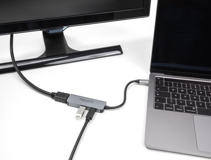 Delock USB Type-C™ Adapter auf HDMI 4K 60 Hz mit USB Typ-A und USB Type-C
