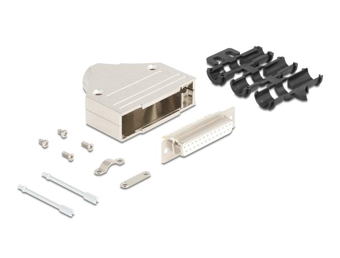 Delock Sub-D Steckergehäuse 25-polig aus Metall inklusive Stecker