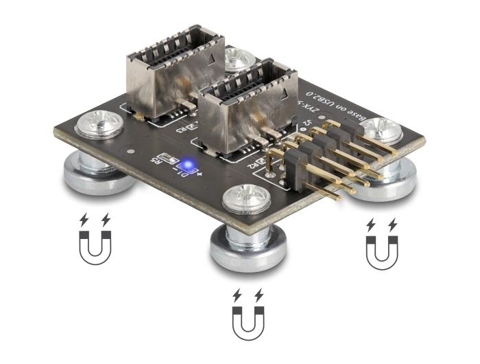 Delock USB 2.0 Adapter Stiftleiste auf 2 x intern USB Type-E Key A Buchsen
