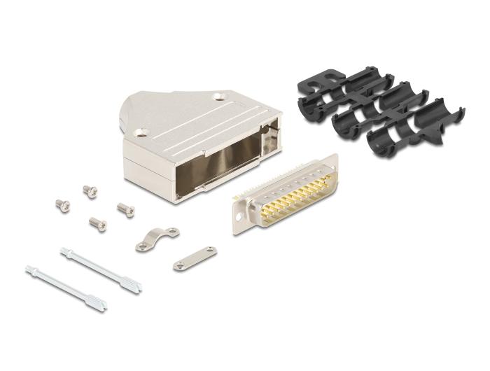 Delock Sub-D Steckergehäuse 25-polig aus Metall inklusive Stecker