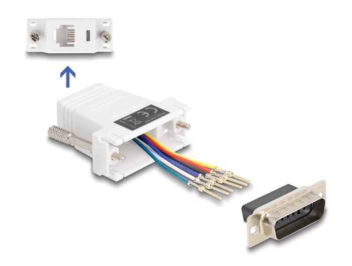 Delock D-Sub 15 Pin Stecker auf RJ12 Buchse Montagesatz weiß