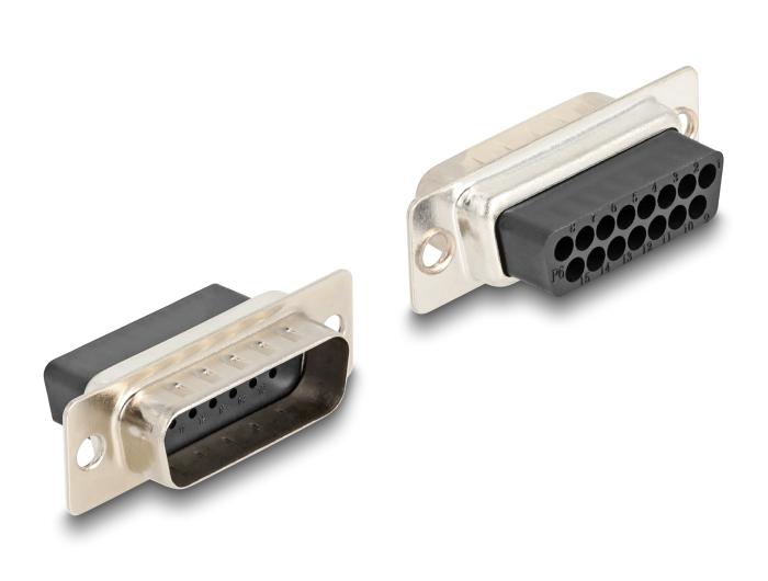 Delock D-Sub 15 Pin Stecker auf RJ12 Buchse Montagesatz blau