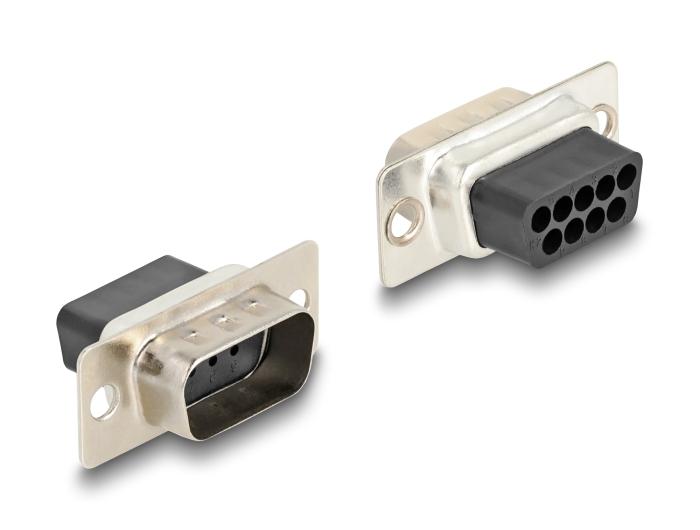 Delock D-Sub 9 Pin Stecker auf RJ45 Buchse Montagesatz rot
