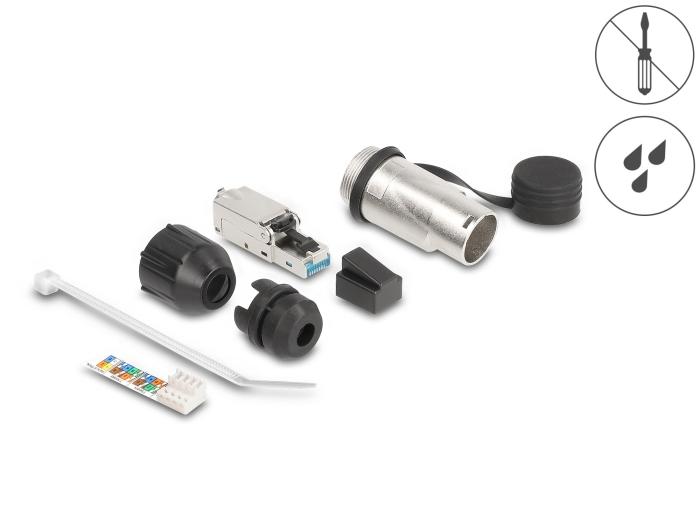 RJ45 Modularstecker, feldkonfektionierbar, Cat.6A, mit robustem Kabelanschluss