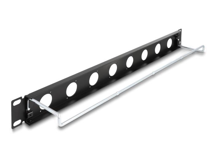 Delock 19″ D-Typ Patchpanel mit Entlastungsschiene 8 Port 1 HE schwarz