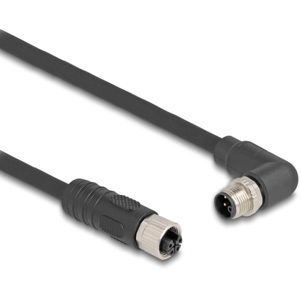 Delock M12 Kabel L-kodiert 4-Pin Stecker rechtswinklig zu Buchse gerade