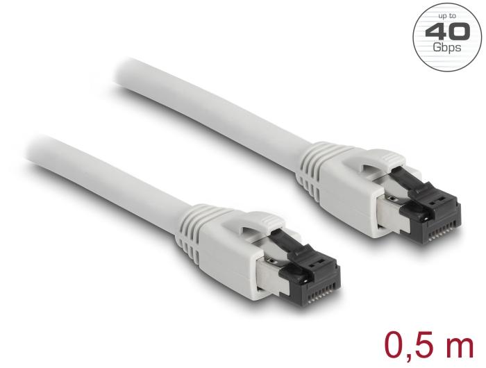 Delock RJ45 Netzwerkkabel Cat.8.1 S/FTP 0,5 m bis 40 Gbps grau
